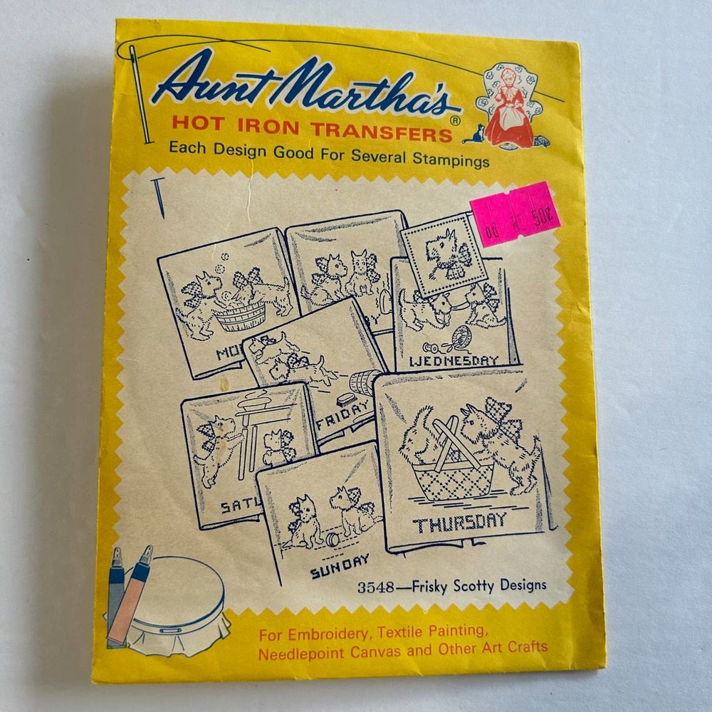 Vintage Aunt Martha's Hot Iron Tranfers #3548 Frisky Scotty Designs
